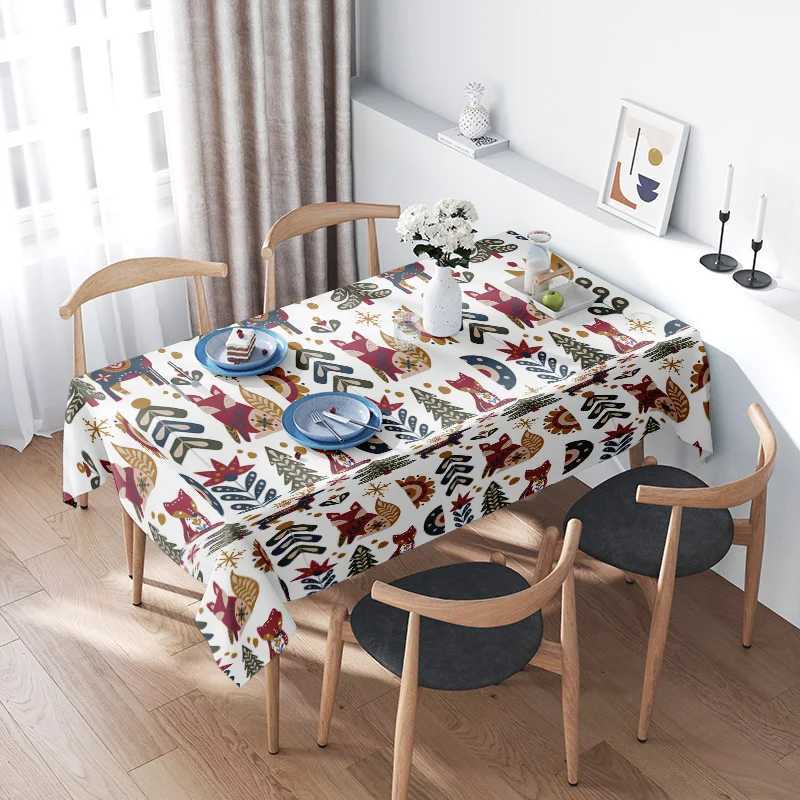 Farmhouse Tablecloth Rustic Floral Deer Pattern Thanksgiving Dining Table Cover Kitchen Decor Holiday Table Runner Modern Aesthe H251211