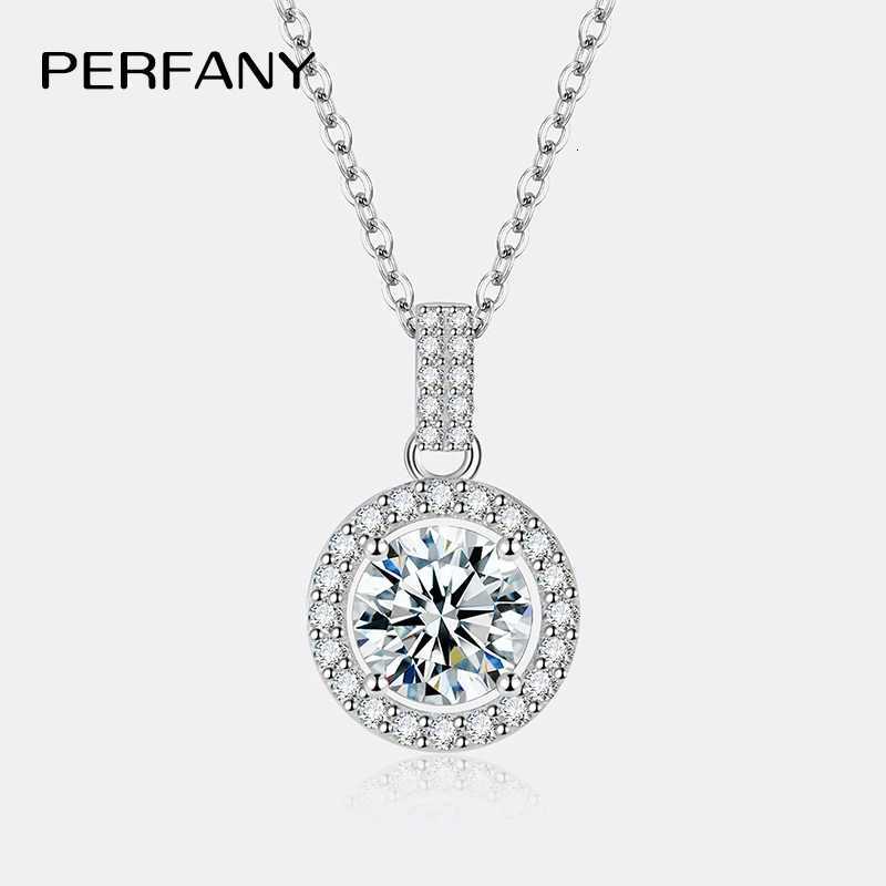 PERFANY 1-5CT Moissanite Necklace for Women S925 Pure Silver Round Laboratory Diamond Pendant Fashionable Wedding Luxury Jewelry M251211