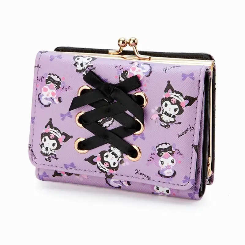 Sanrio 1PC Kuromi Multifunctional Folding Cartoon Cute Short Wallet PU Leather Change Folder Versatile Portable Girls Gift H251211