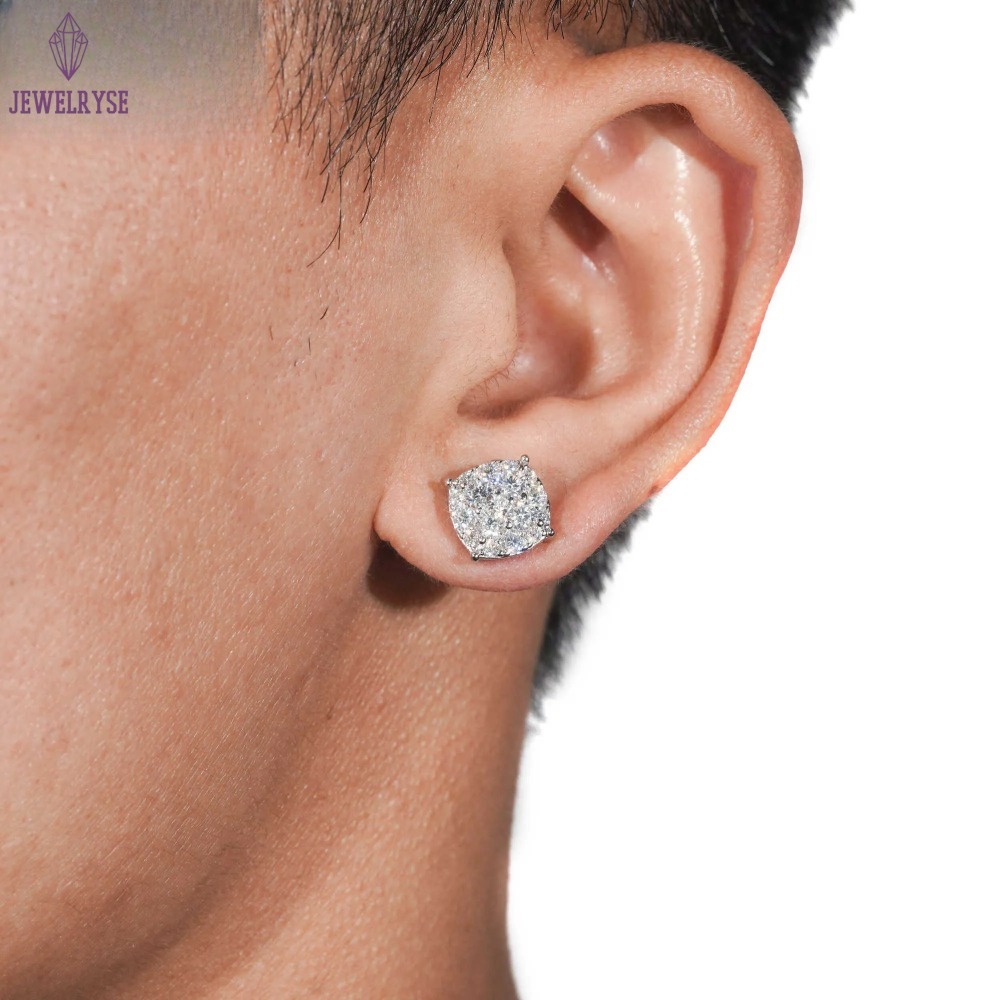 New Pass Tester GRA Certified Stocks VVS Dia Sterg Sier Hip Hop Jewelry Moissanite Stud Earrings For Men