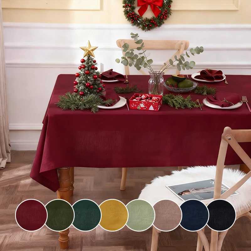 Christmas Solid Color Skin Friendly Breathable Lightweight Washable Reusable Tablecloth for Holiday Parties Banquets Restaurants H251211