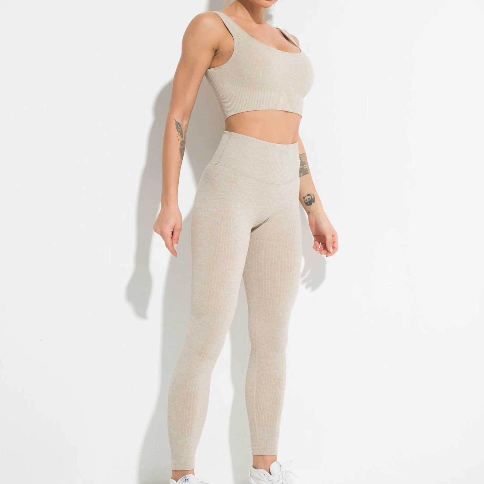 Womens Workout Set 2 Piece High Waist Yoga Leggings with Stretch Sports Bra Gym Activewear Sports Fitness SetT251211