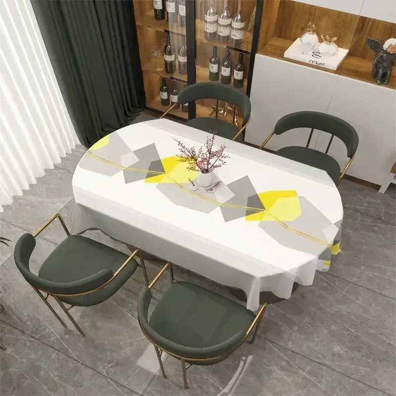 Oval rectangular universal table Dining Cover Waterproof Oil Resistant Wash Free Scald Resistant PVC Household Table Cloth H251211