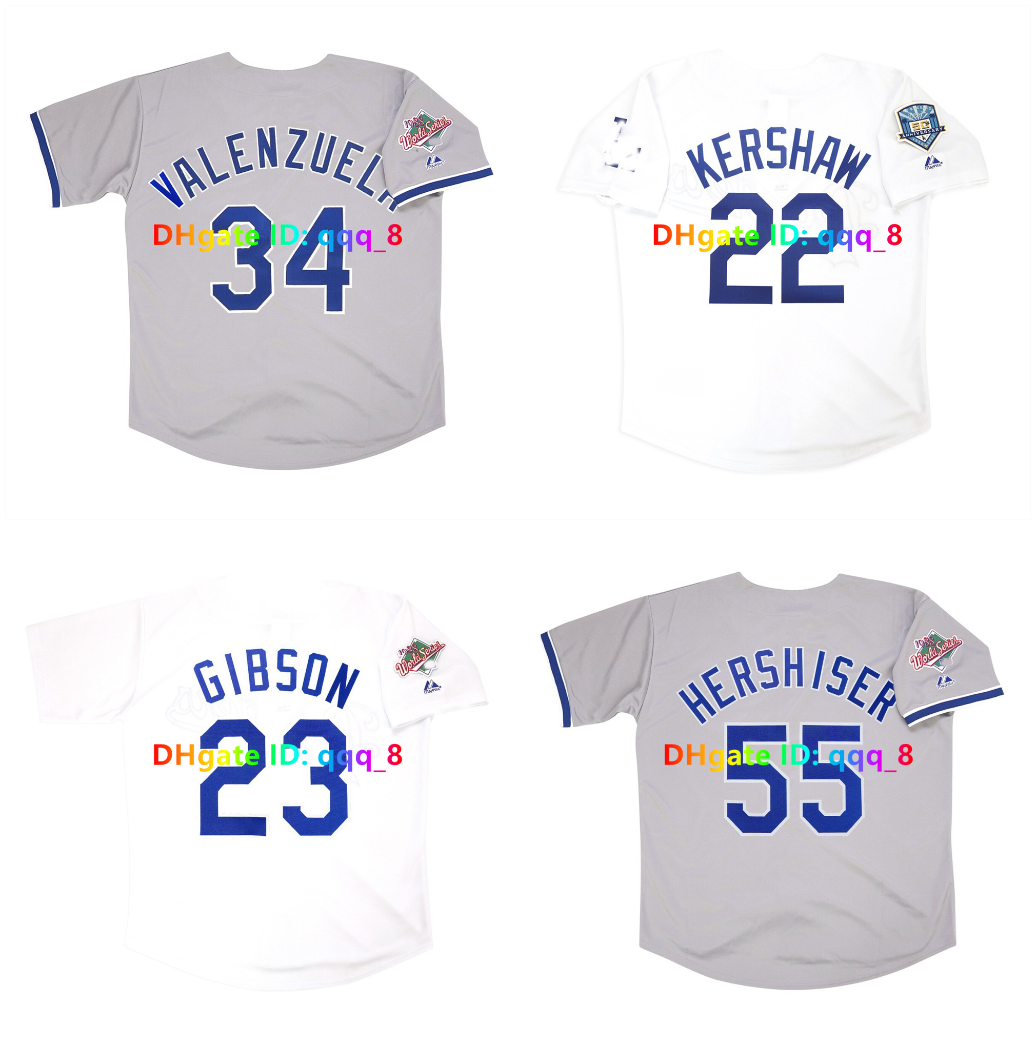 Fernando Valenzuela Orel Hershiser 1988 World Series Baseball Jersey 1981 Jackie Robinson Piazza Hideo Nomo Manny Ramirez Garvey Gibson Eric Gagne Shawn Green