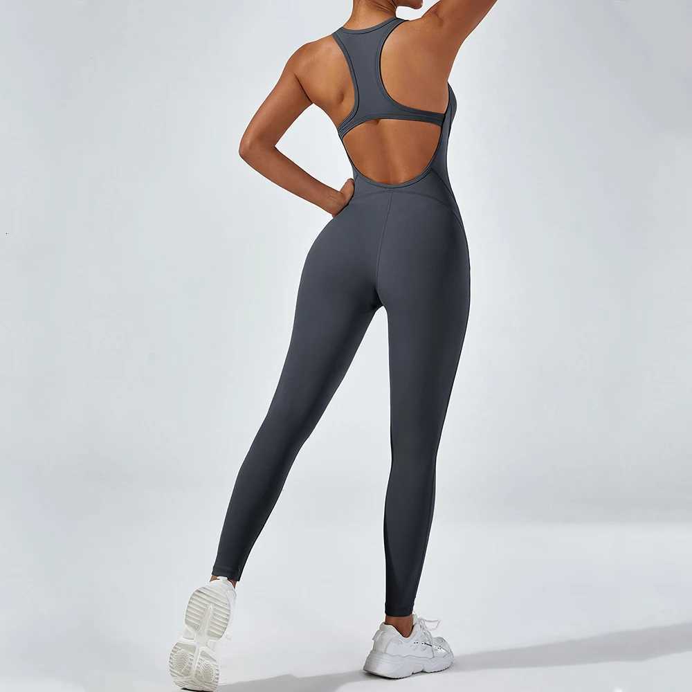 Womens Tracksuits Solid Yoga Jumpsuit One Piece Outfit Fitness Bodysuit Workout Clothes for Women Sportwear Gym Push Up RompersT251211