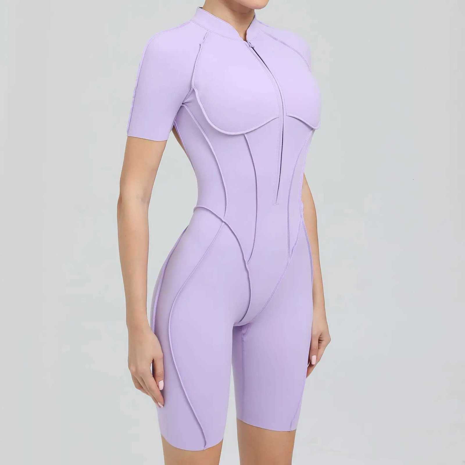 Seamless Yoga Jumpsuit Sports Fitness Peach Hip Half-open Zipper Tight Backless One-piece Summer Workout Gym Tracksuit for WomenT251211