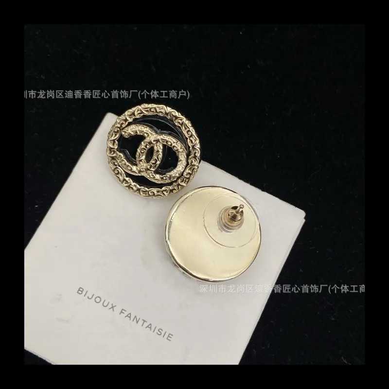 Double Black Gold Stud Earrings Retro Fashion High Fem Sier Needle Tide Y251210