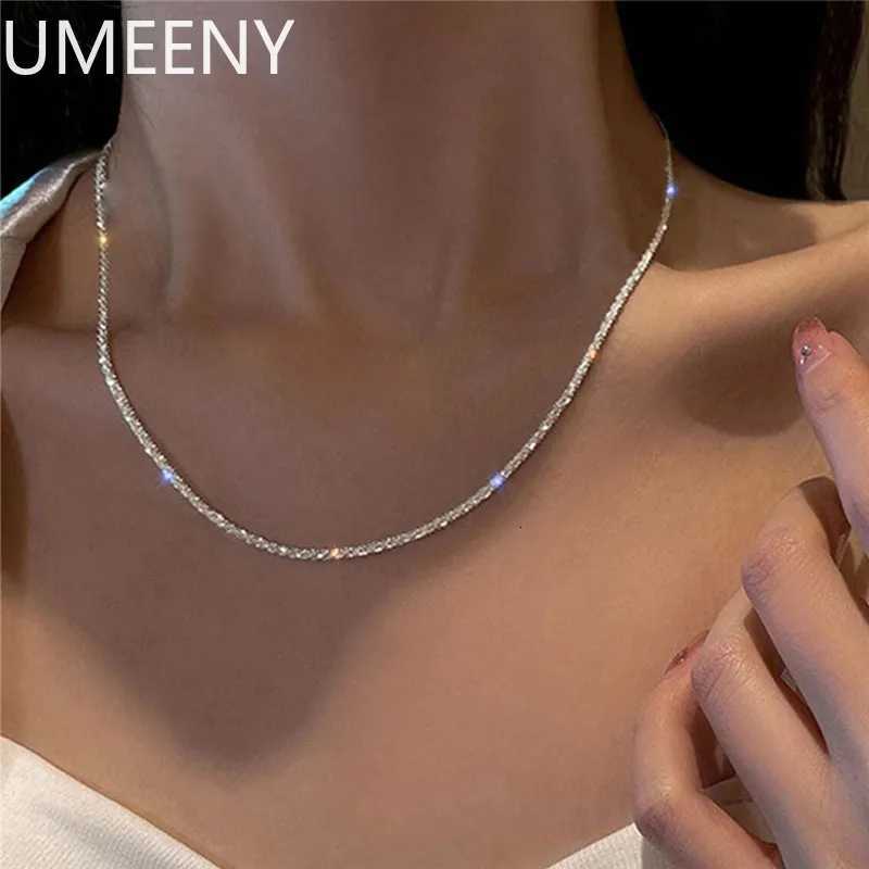 New S925 Sterling Silver Necklace 2mm Sparkling Collarbone Sweater Chain High Charm Jewelry Gift Women M251211
