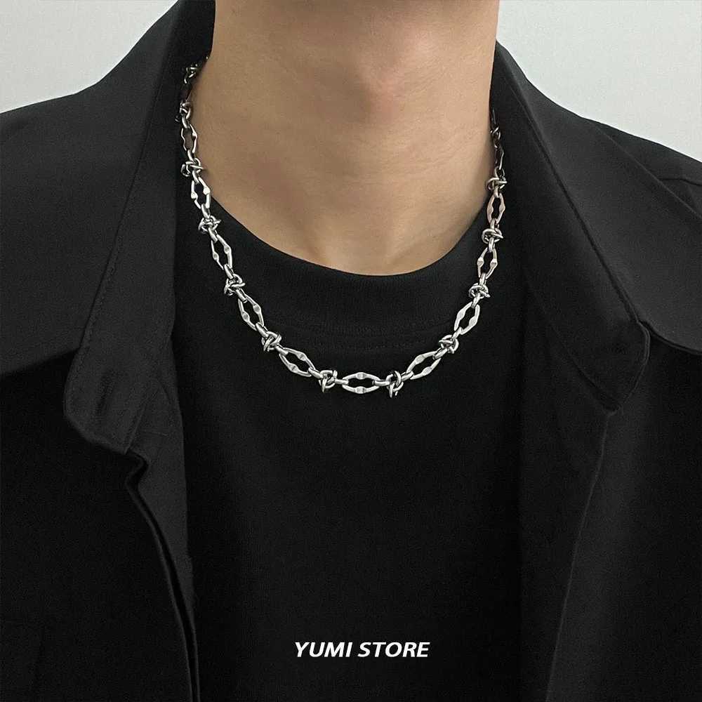 Hip Hop Titanium Steel Geometric Necklace For Man Woman No Fade Punk Irregular Sweater Chain Choker Luxury Jewelry Wholesale M251211