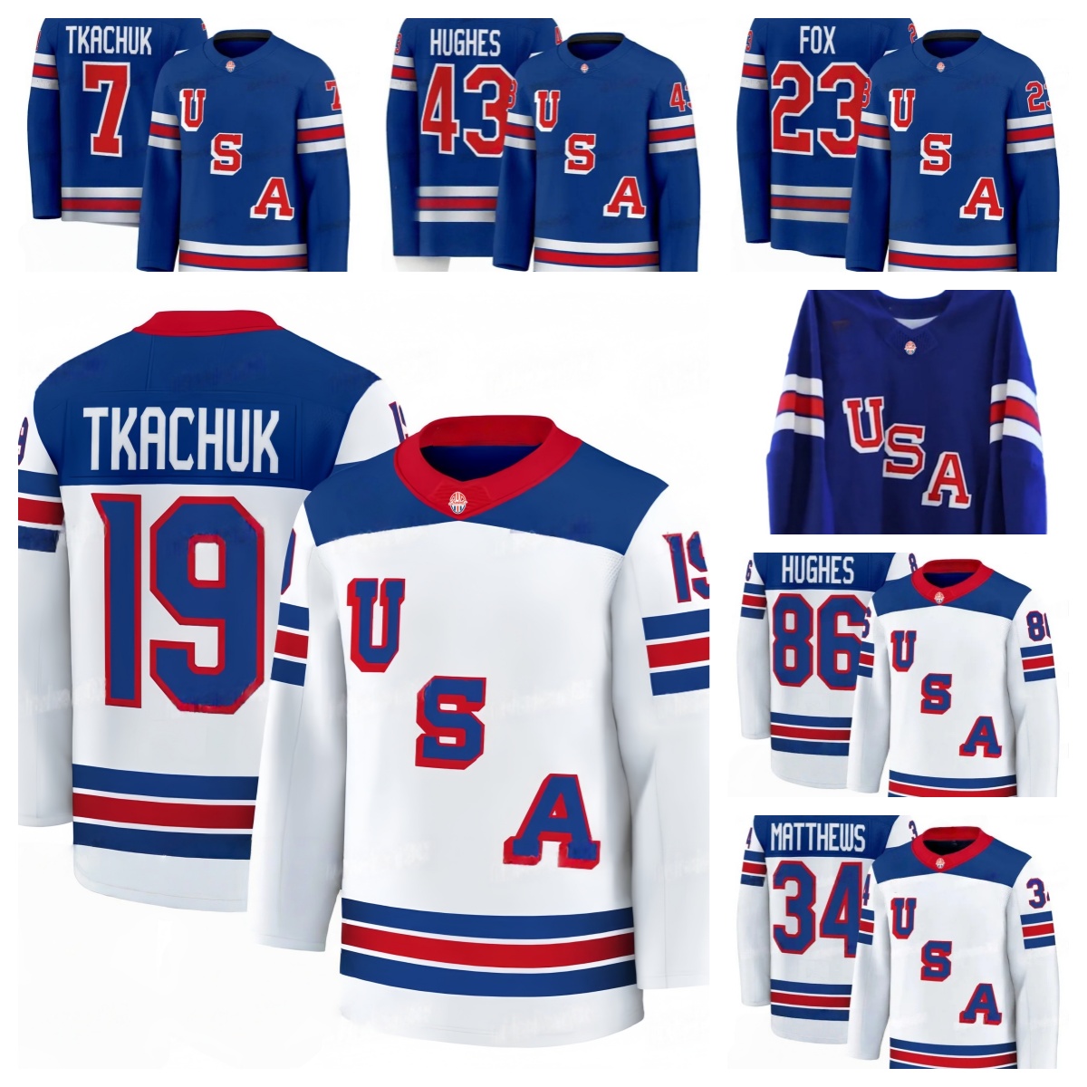 Team USA 2026 Winter Olymp ice Hockey Jersey J.T. Miller Matthew Hughes Jason Robertson McAvoy Thompson Clayton Keller Embroidered Jersey