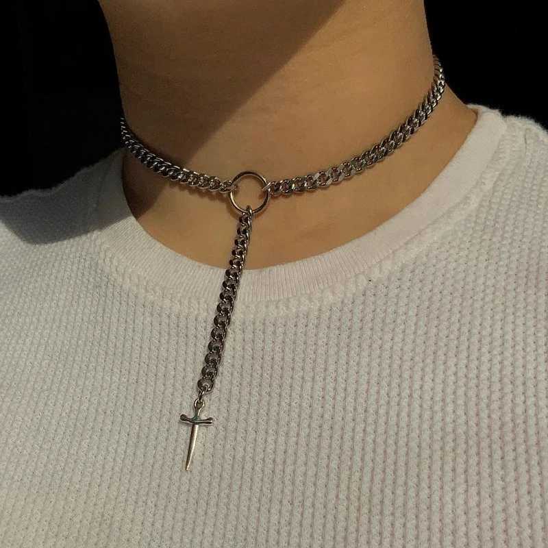 Goth Choker Ring Dagger Necklace Cosplay Grunge Gothic Punk Classical Dark Girl Gift Jewelry Alternative Minimalist Collar M251211