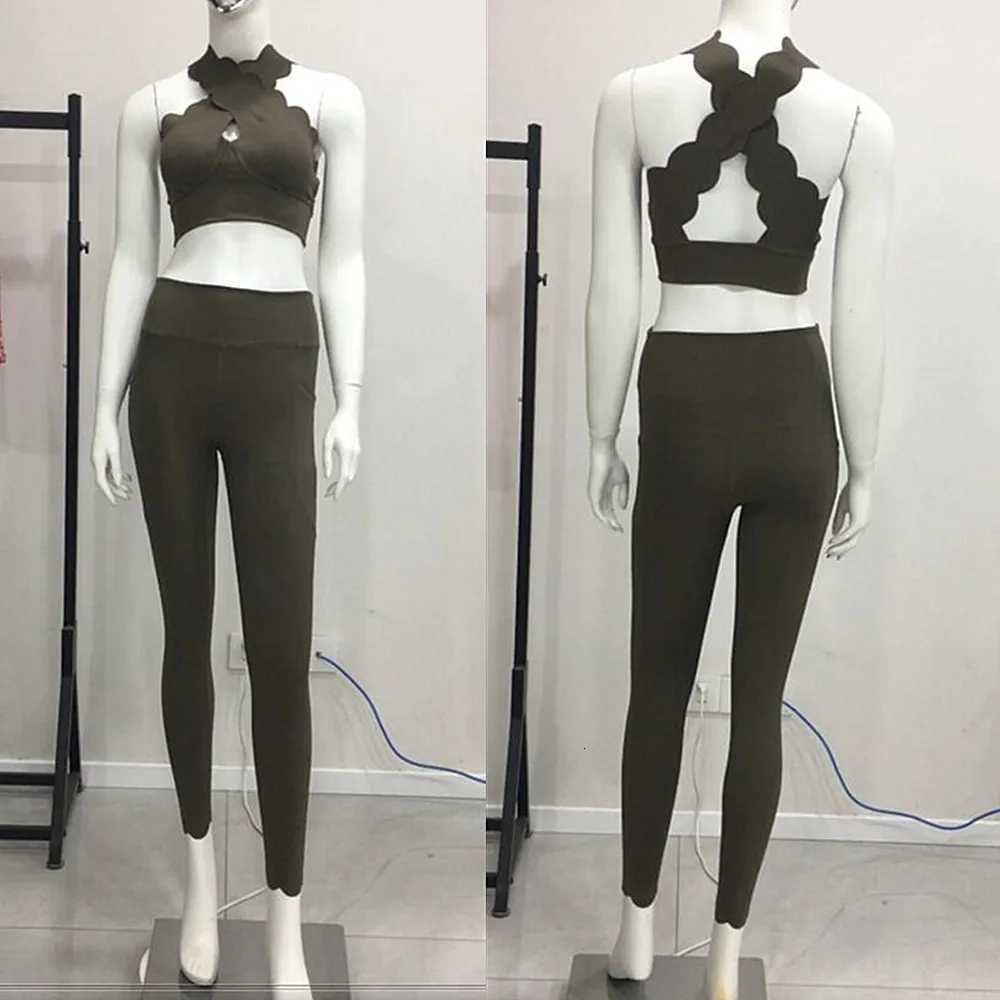 XL 1/2PCS Women Gym Yoga Set Laser Sport Bra Top High Waist Pocket Leggings Workout Pant Tracksuit Fitness Athletic Wear SuitT251211