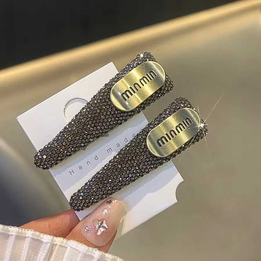 1/2 Pieces 2025 Luxury Fl Crystal Hair Clips Sier Rhinestone Side Clip Korean Style Fashion Barrette for Wen Y251210