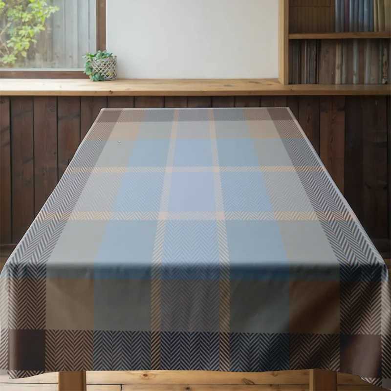 Modern Home Decor Tablecloth ic Blue Plaid Dining Room Linen Cover for Kitchen Living Room Decoration 60x120 inches L H251211