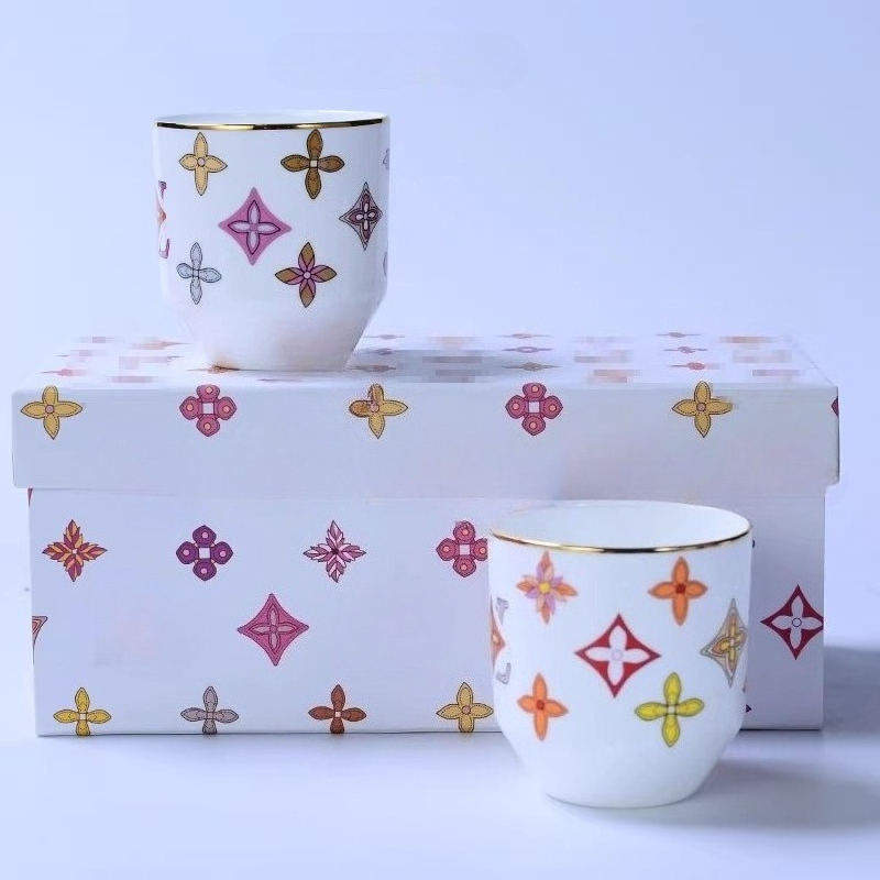 Bone China Teacup Household High-end Water Cup Mini Couple Ceramic Cup Hand Cup Wine Glass Tableware Teacup Gift Box