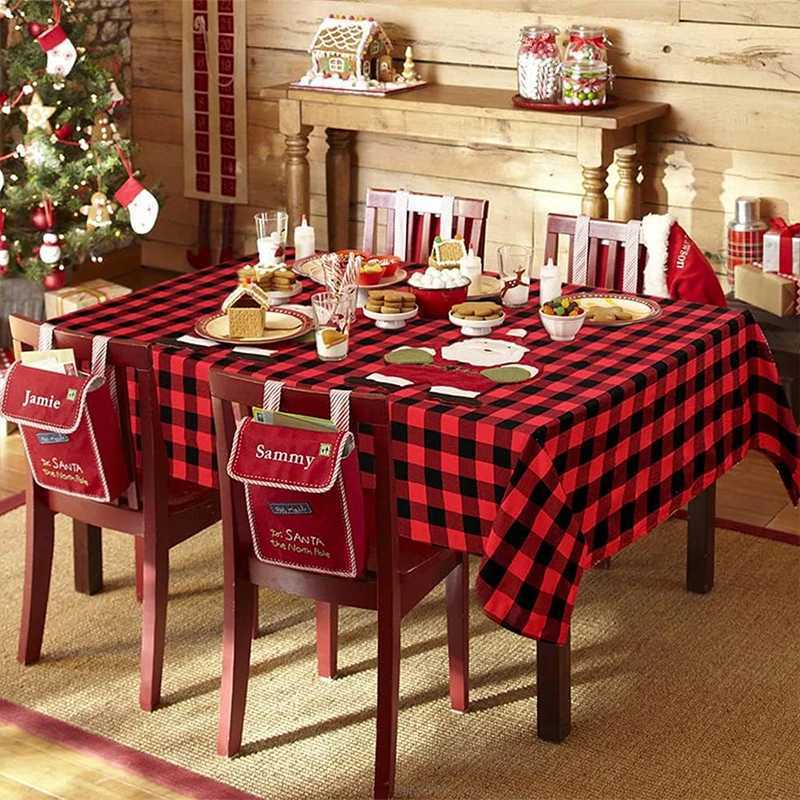 Christmas Checkered Square Tablecloth Kitchen Wedding Party Holiday Dining Table Decoration Tablecloth H251211