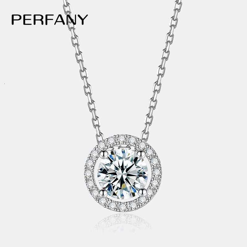 PERFANY 05/1/2CT Moissanite Necklace for Women S925 Pure Silver Round Laboratory Diamond Pendant Fashionable Wedding Jewelry M251211