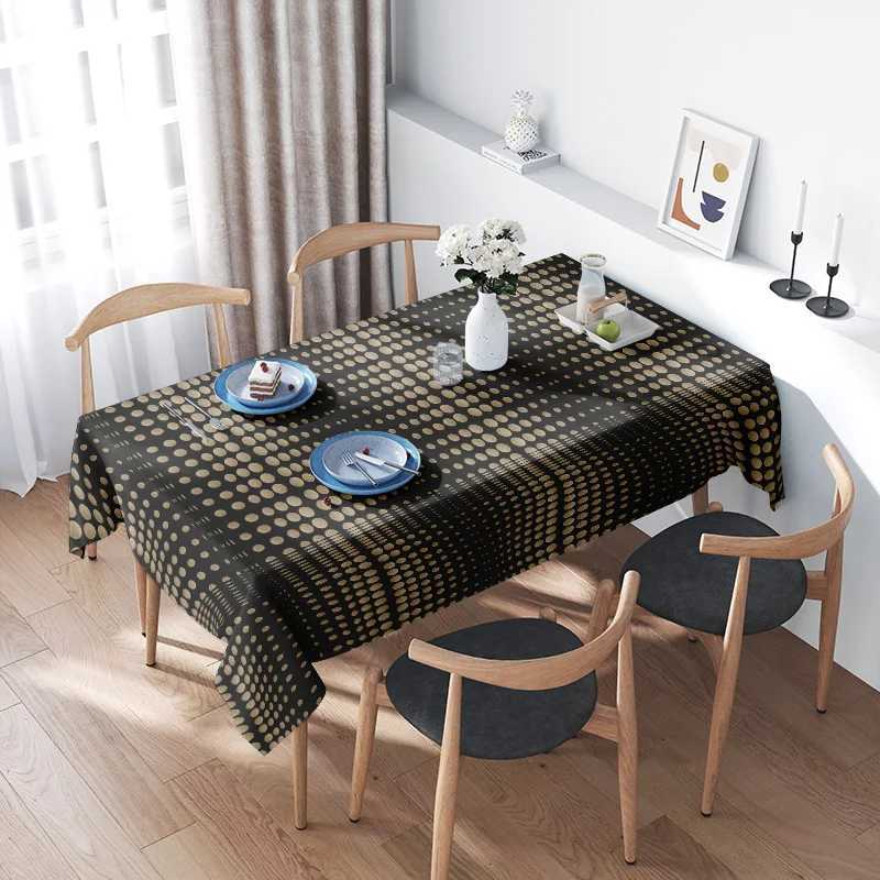 Modern Polka Dot Tablecloth - Decorative Dining Table Covers for Kitchen Home Decoration in Black Gold H251211
