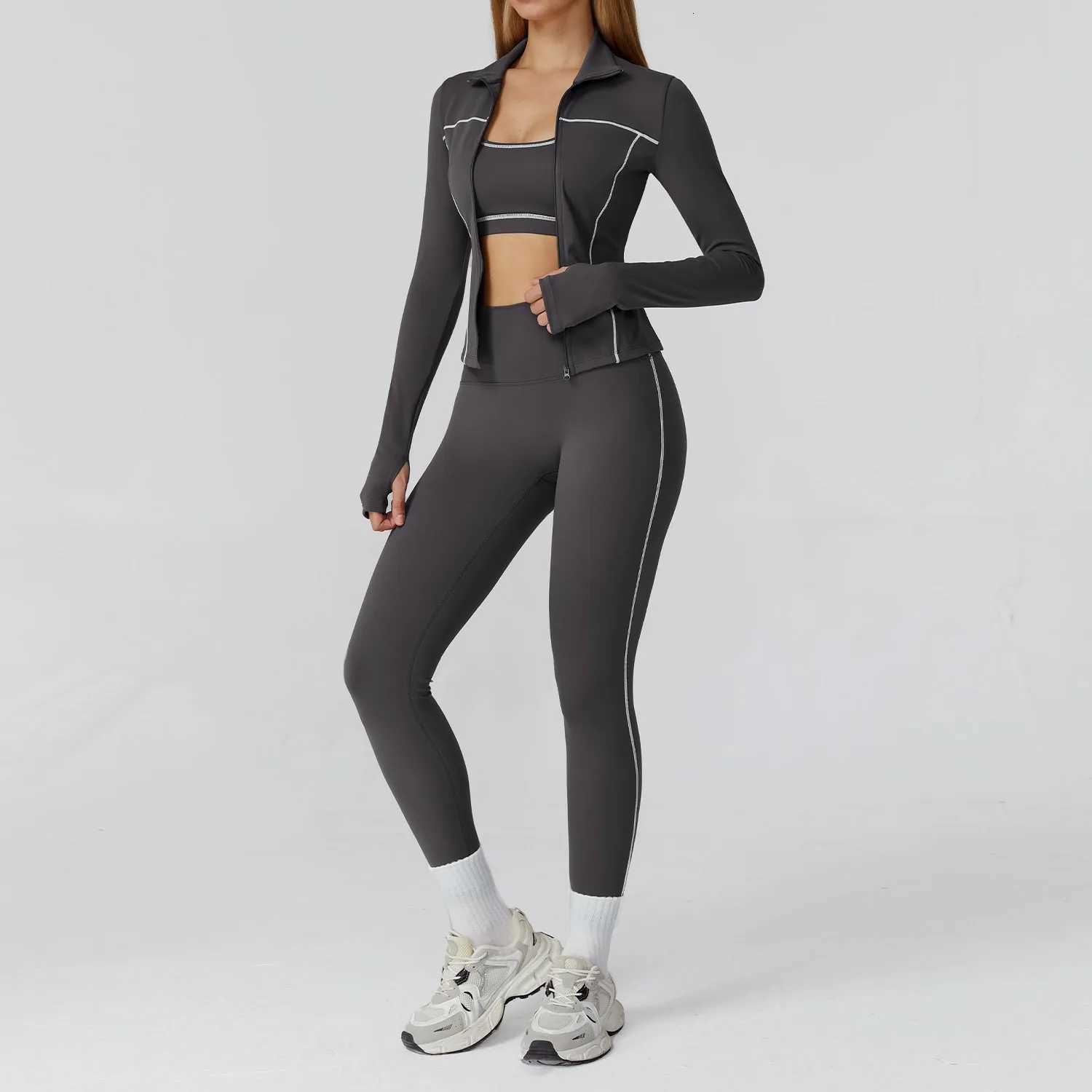 Yoga Clothes Set 2/3PCS Sportswear Gym Outfits Women Sports Set High Waist Leggings Fitness Suit Running Bra Workout TracksuitT251211