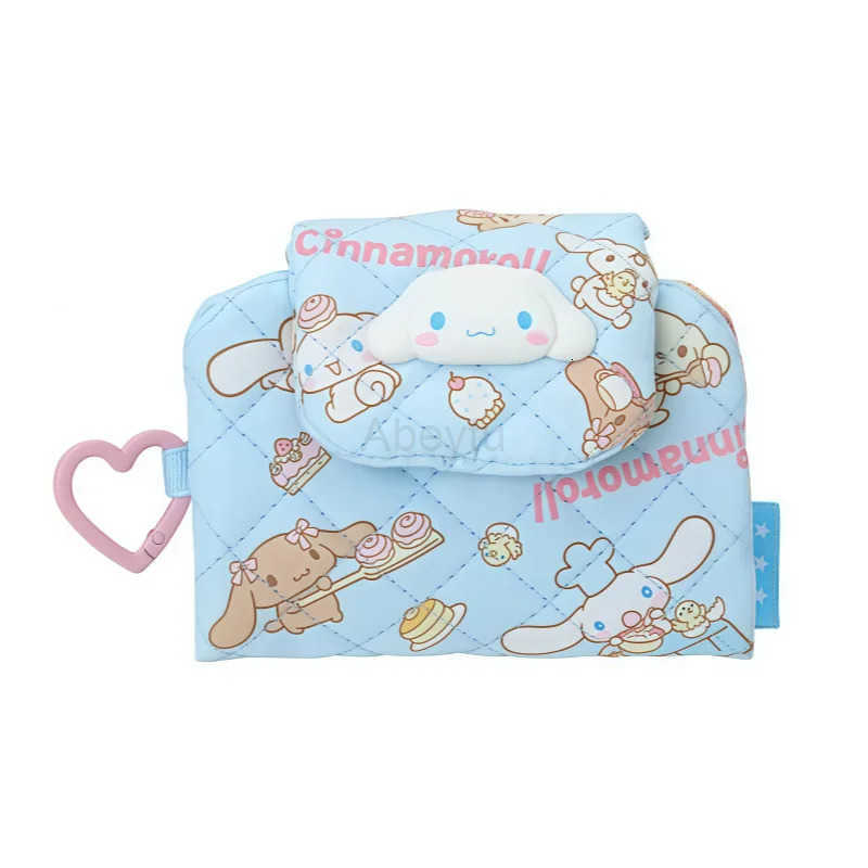 Sanrio Cartoon Cotton Wallet My Melody Cinnamoroll Cartoon Kawaii Zipper Fold Card Bag Multifunction Storage Coin Bag Pendant Girl Gift H251211