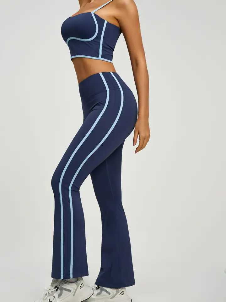 Womens Fitness Set 2-Piece Backless Tank Top High Waist Bell Bottoms Comfortable Sportswear Cute Casual YogaT251211