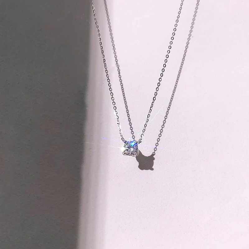 Hot 925 Sterling Silver 14k Gold Plated Necklace Versatile Sparkling Zircon Choker Clavicle Chain for Women Wedding Jewelry M251211