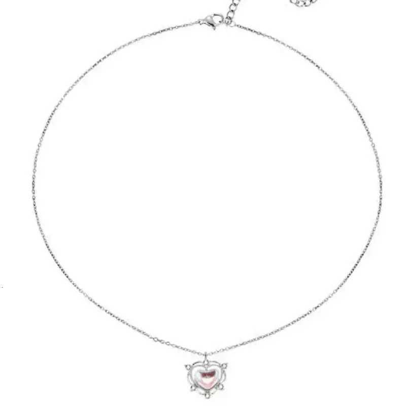 Gradient Necklace for Women Light Luxury Niche Design Silver Plated Heart-shaped Collarbone Chain New Trendy Cool Necklace M251211