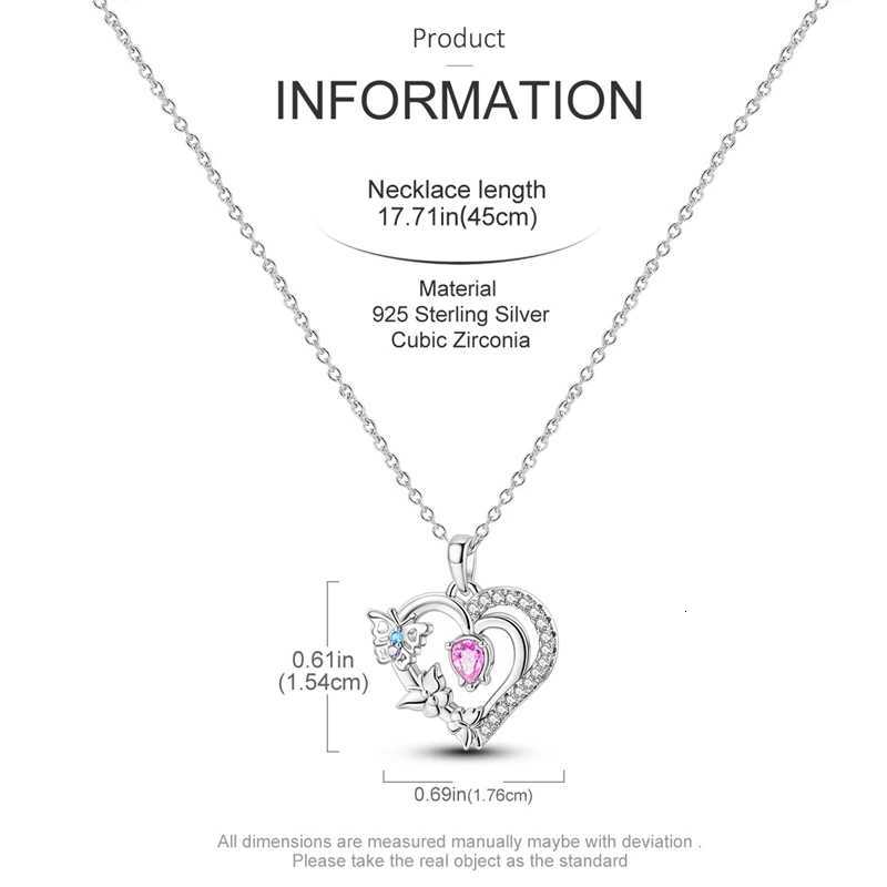 Gorgeous 925 Sterling Silver Pink Elevated Heart Necklace Sparkling Infinity Collier Necklace Women Engagement Jewelry Gift M251211