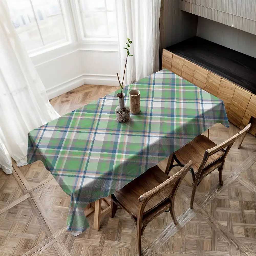 Tartan Print Durable Rectangle Tablecloth - Scratch-Resistant For Restaurants Cafs Service H251211