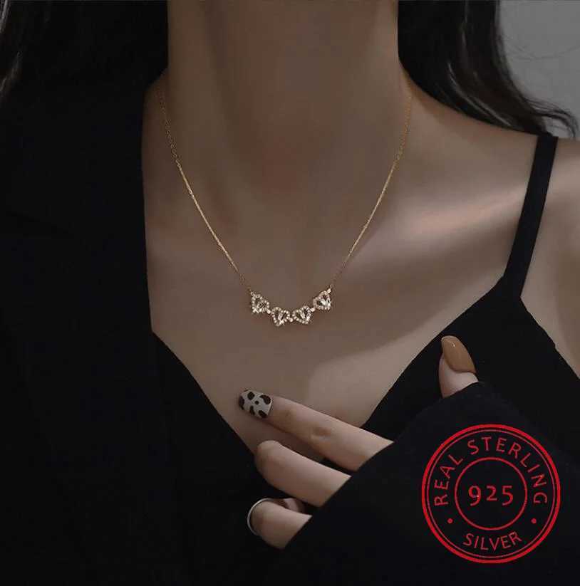 Sterling Silver Necklace Heart ShAPe Pendant Necklace For Women Hart Luxury Jewelry Sale Dropshipping M251211