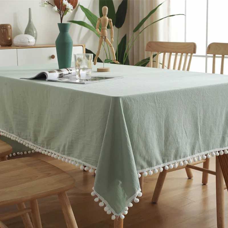 Cotton Fabric Tablecloth Tassels Stitching Washable Table Cloth for Wedding Party Dining Banquet Decoratio Christmas Table Cover H251211