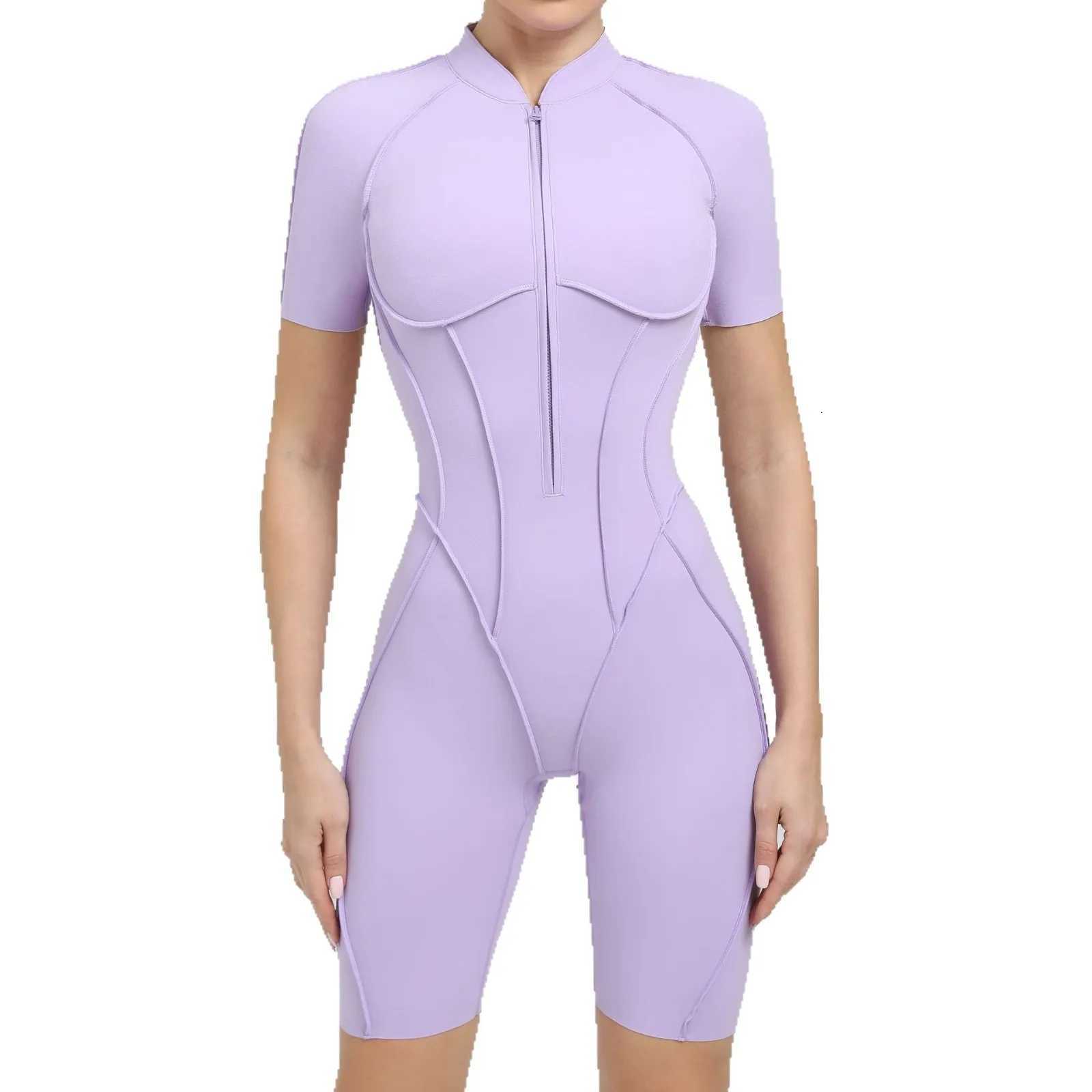 Seamless Yoga Jumpsuit Sports Fitness Peach Hip Half-open Zipper Tight Backless One-piece Summer Workout Gym Tracksuit for WomenT251211