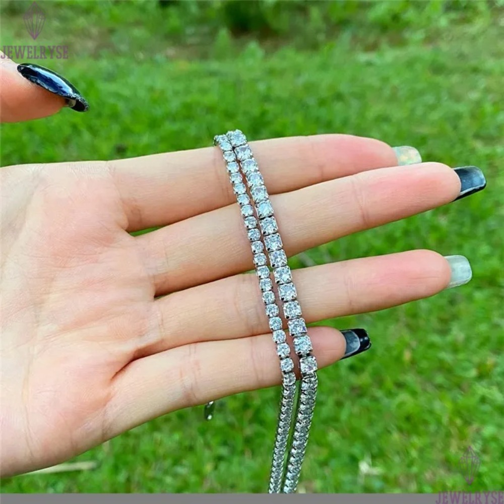 2mm 3mm 4mm diamond tennis necklace designer for woman party 925 sterling silver ice out chain luxury choker necklaces jewelry womens 5A cubic zirconi