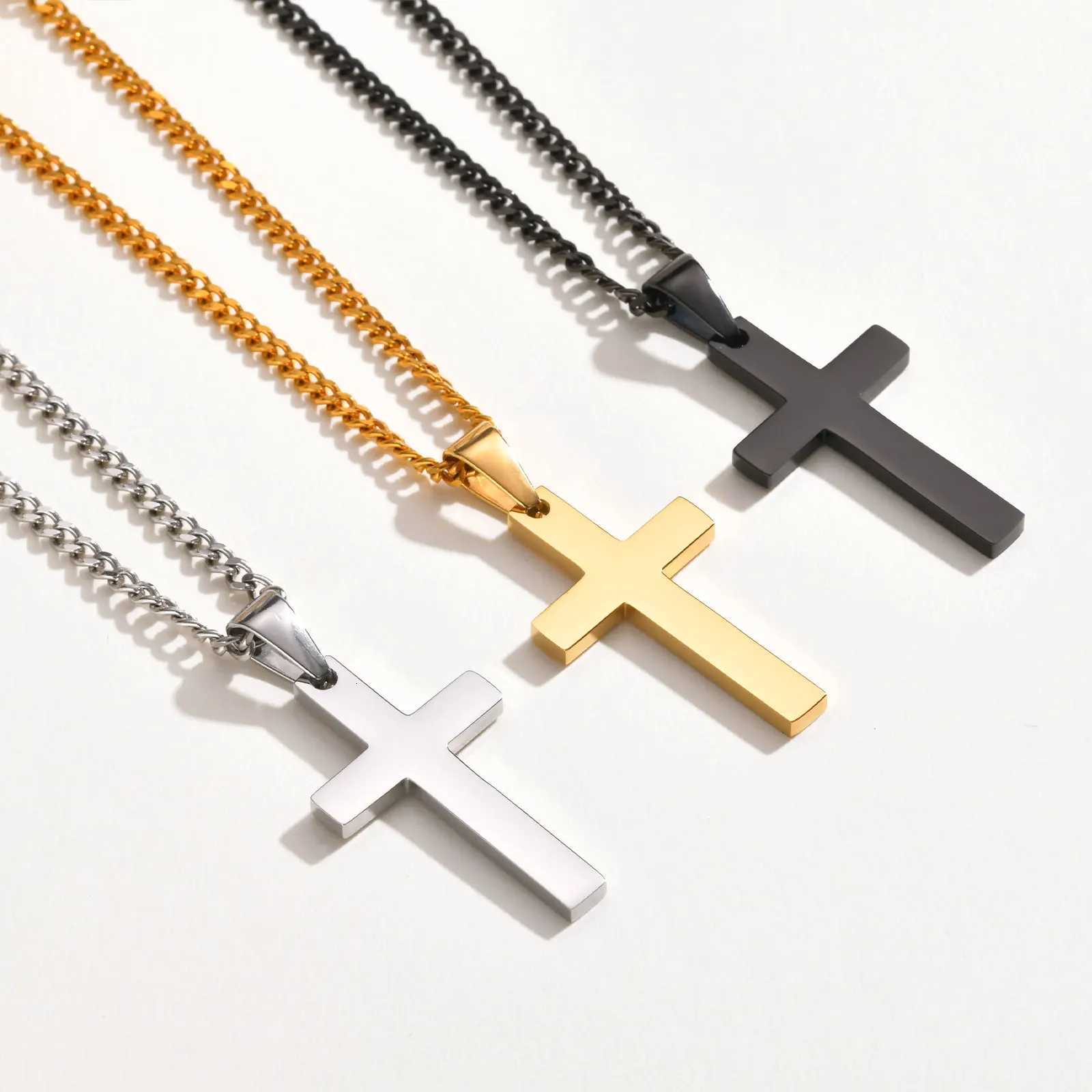 Casual Cross Pendant Necklaces for Men BoysWaterproof Stainless Steel Pendant NecklacesAnniversary Birthday Jewelry Gifts M251211