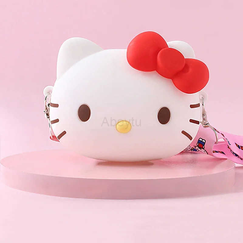 Sanrio Kawaii Hello Kitty Silicone Shoulder Bag Cartoon Storage Bags Portable Satchel Fashion Purse Coin Pouch Christmas Gifts For Girl H251211