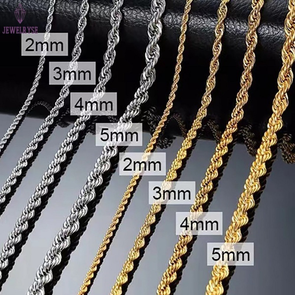 925 Sterling Silver 4mm 5mm 6mm 7mm Rope Chain Necklace Custom Gold Plated Hip Hop Rope Chain for Men
