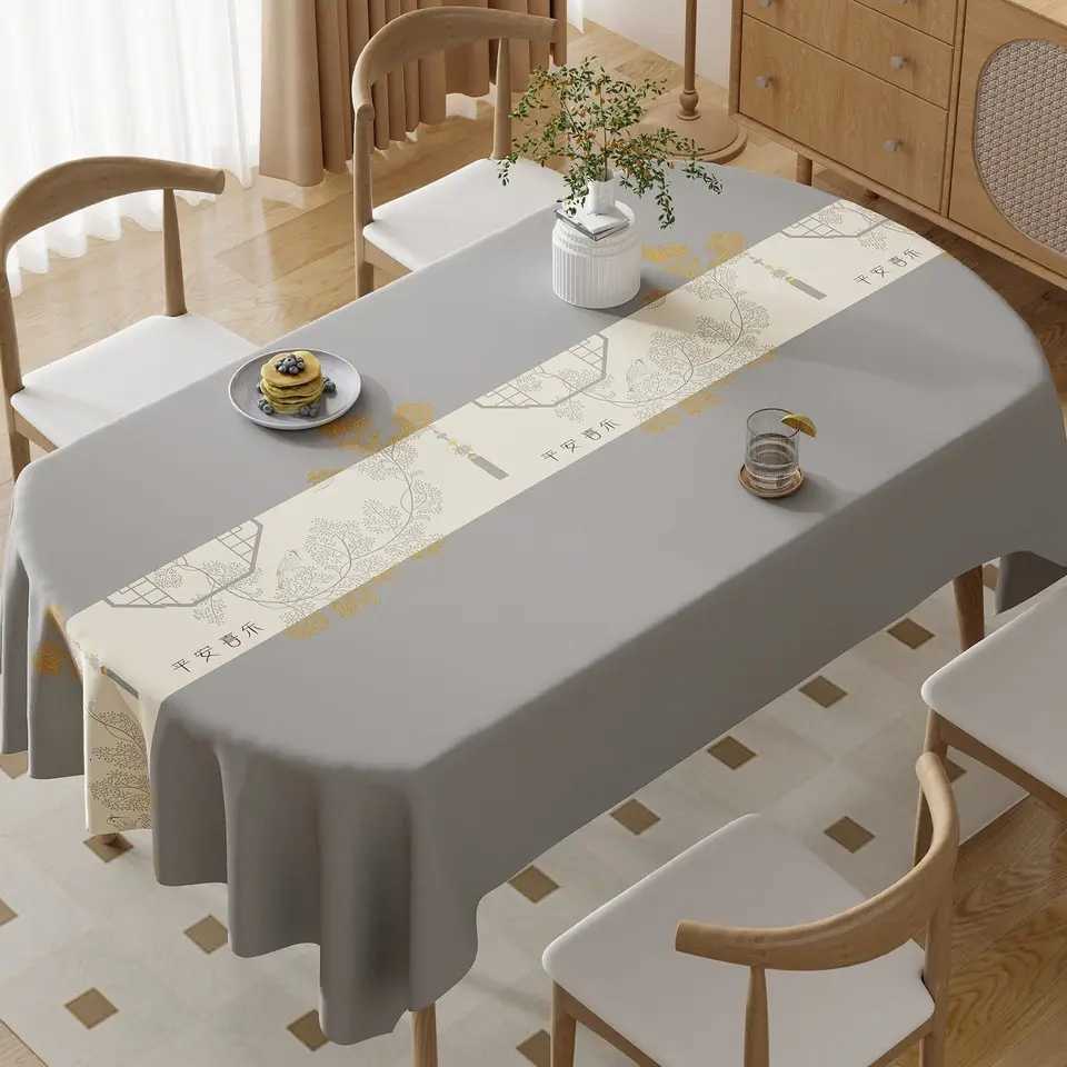 Square Printing Tablecloth No Wash Oil Proof Waterproof and Heat-resistant PVC Table Mat Home Banquet Coffee Table Decoration H251211