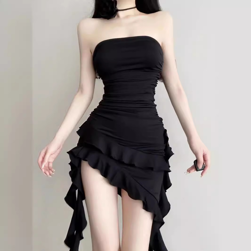 LV196 Black sexy spring/summer new style dress, tight-fitting fairy bodycon skirt, autumn