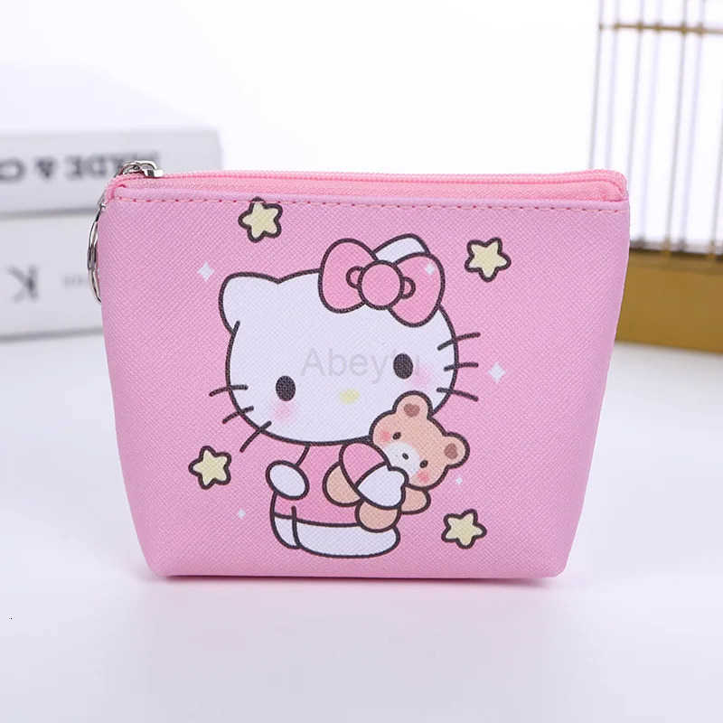 Sanrio Cartoon Kuromi Hello Kitty My Melody Printed Children PU Zip Coin Purse Bags Girls Storage Pouch Wallets Mini Wallet H251211
