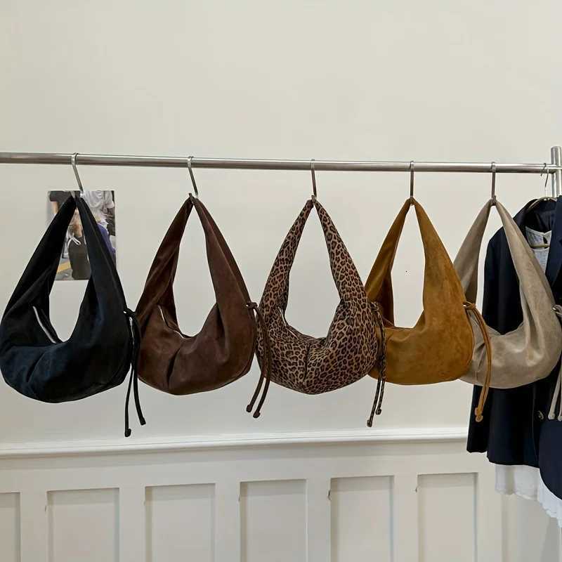 Suede Leopard Print Saddle Bag for Wen Trendy Autumn and Winter Fi Underarm Bag Large Capacity Handbag Y251211