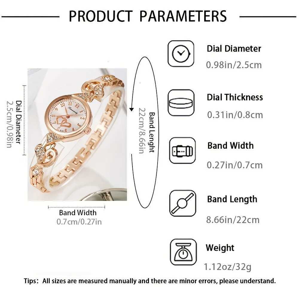 1/3PCS Elegant Women Quartz Watch Fashion Rhinestone Hearts Bracelet Band Ladies Wristwatch Reloj MujerWithout Box Y251212