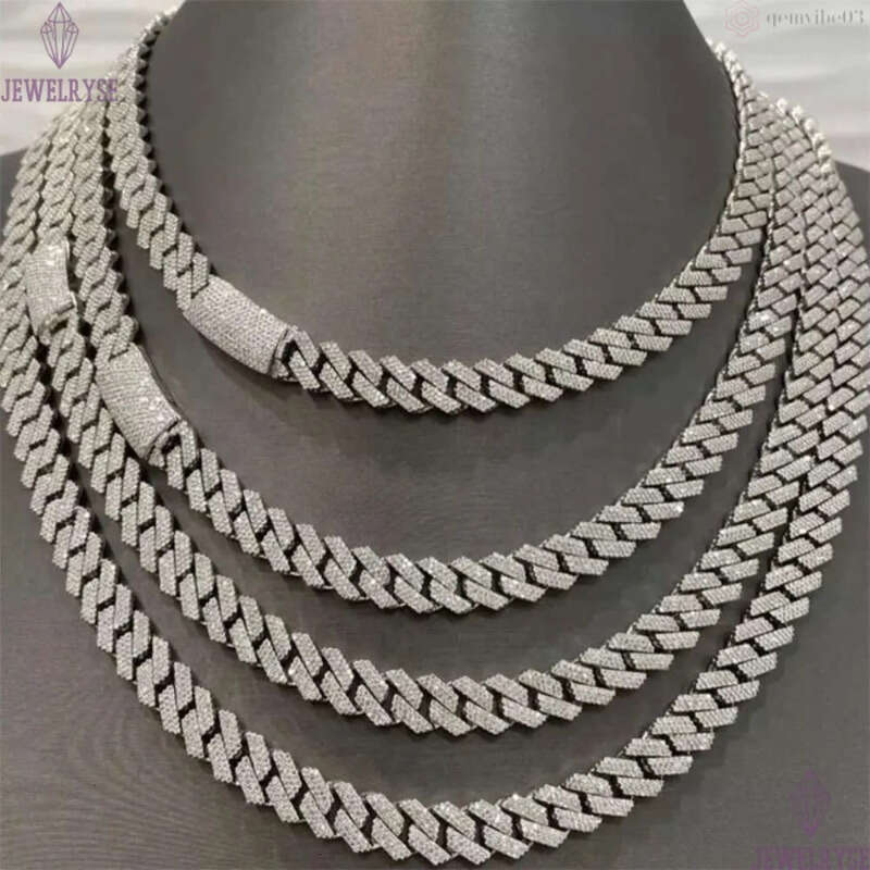 necklace moissanite chain Custom hip hop jewelry 925 sterling silver chain iced out VVS mossanite cuban link