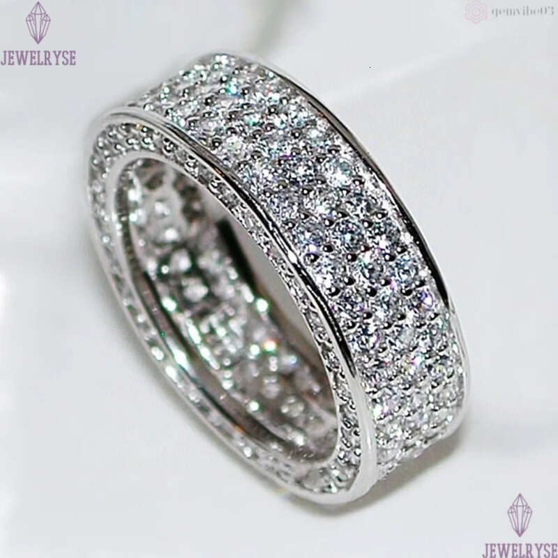 2023 Top Sell Wedding Rings Luxury Jewelry 925 Sterling Silver Fill Full Pave White 5A Cubic Zircon CZ Diamond Handmade Party Women Engagement Band Ri