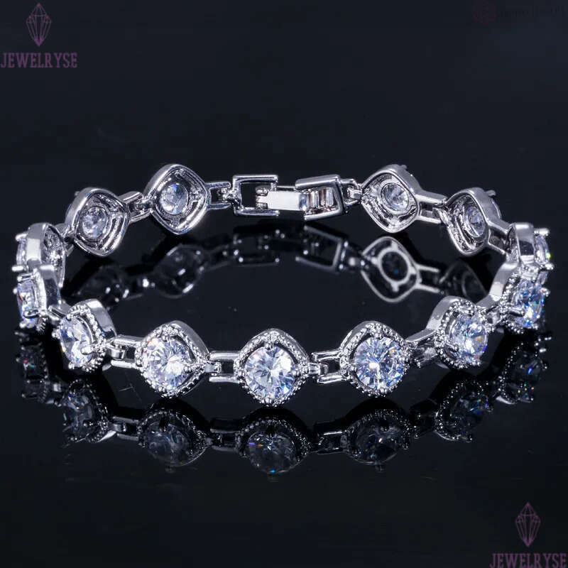 Charm bracelet AAA cubic zirconia bracelets white ruby purple green emerald copper crysatal silver bangles jewelry for Teen girls women gift