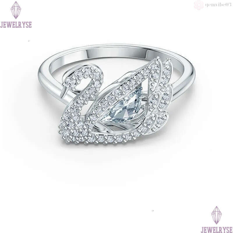 Luxury austria white crystal cute goose ring for women girls sweet lovely animal shining diamond jumpy stone wedding party engagement rings jewelry