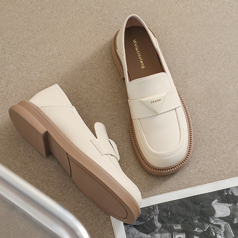 Black Round Toe Flats Soft Sole Women's Leather Loafers Oversized British Casual Shoes Low Heel Summer Style EUR35-43