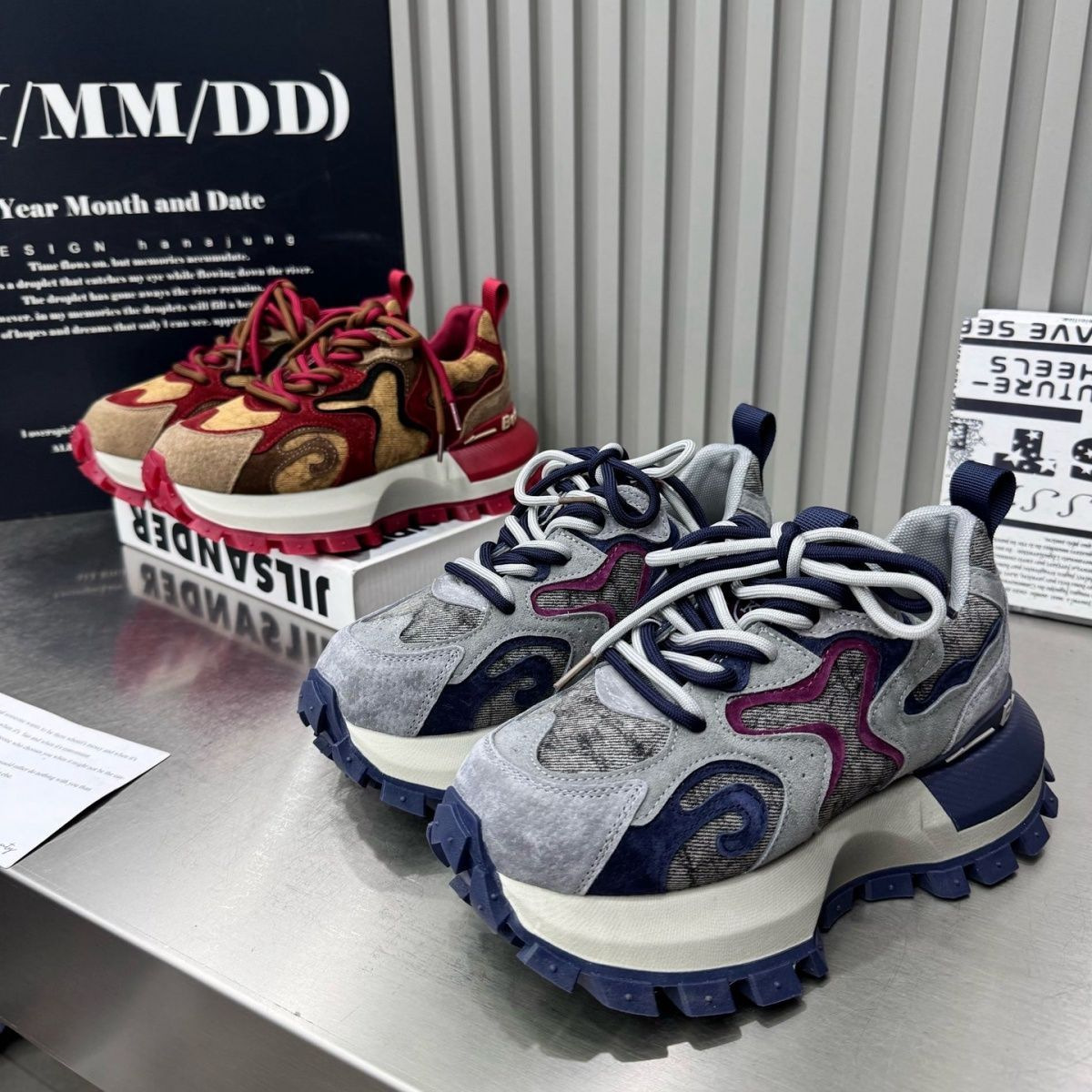 Color-blocking daddy shoes women's new niche versatile platform height increase explosive sneakers