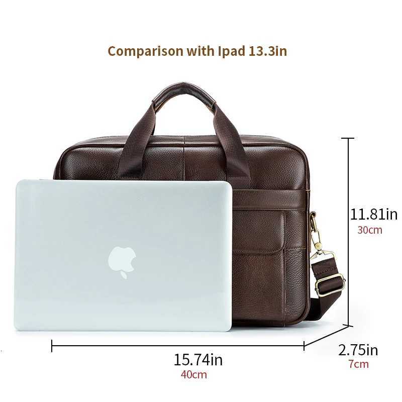STEEL LION Genuine Leather Mens Briefcase Large Capacity Crossbody Computer Bag with Single Shoulder Strap Luggage Fixing BeltT251212