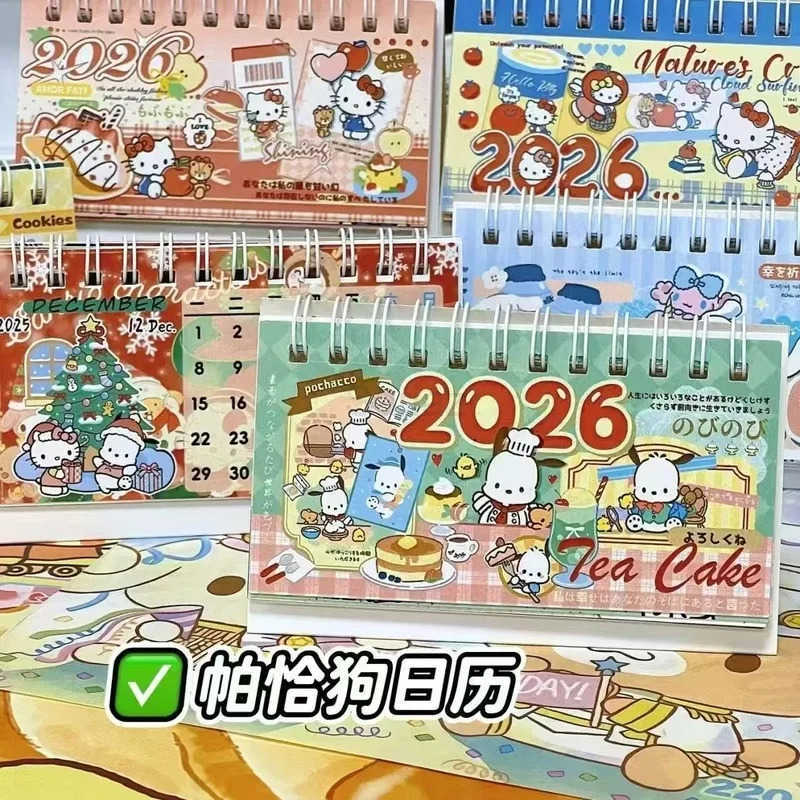 Sanrio 2026 Ins-Style Hello Kitty Pochacco Cinnamoroll Long Desk Calendar - Office Student Desktop Decor New Year Gift Collectible H251212