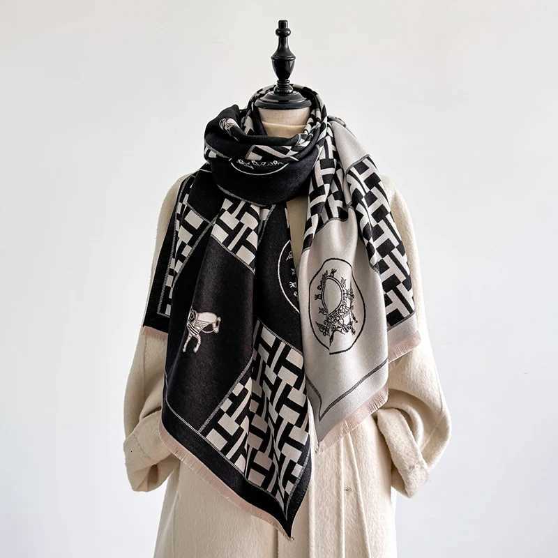 Elegant Polka Dot Design Scarf Imitation Cashmere Soft Warm Versatile Shawl Coldproof Windproof Blanket Scarf for Autumn Winter Y251211